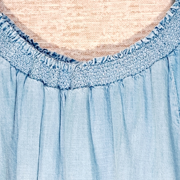 GAP Blue Flutter Sleeve Ruffled Blouse XL #130 - Picture 3 of 5